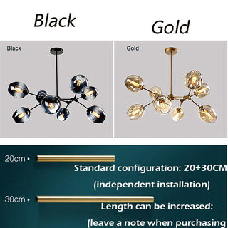 Valentina Suspension Multi Retro, Metal/Verre, Noir/Or, Chambre