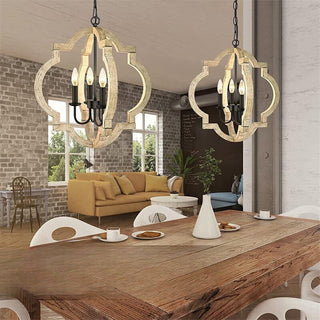 Silva Vintage LED Lustre Métal/Bois Salon/Chambre À Coucher