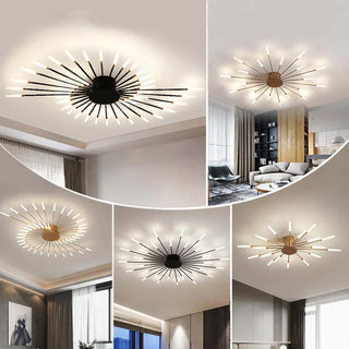 Zenonor Plafonnier Fireworks Design Artistique Noir/Doré-Luire