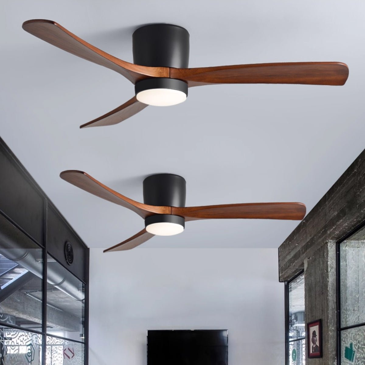 Ventilateur de plafond nordique en bois Ezra avec lumière