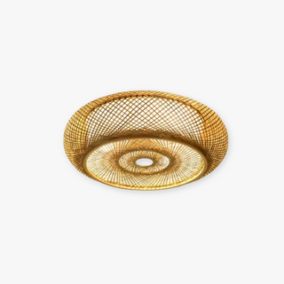 Ritta Plafonnier Rond Naturel, Rotin, Bois, Salon