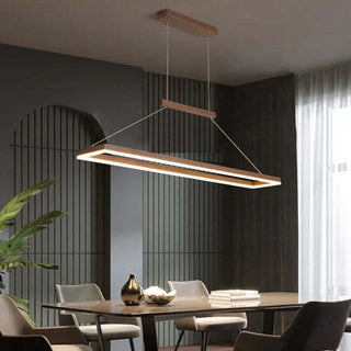 Ray Suspension Rectangulaire Contemporaine, Metal, Café/Or, Chambre