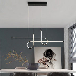 Arisha Suspension Linéaire Moderne, Métal, Noir/Or, Salle à Manger