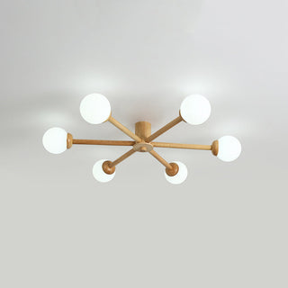 Muto Plafonnier Boule Moderne, Bois/Verre, Bois, Salon