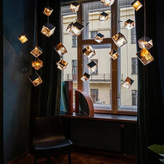 Cubic Luster Cascade Chandelier-Neutral Decor