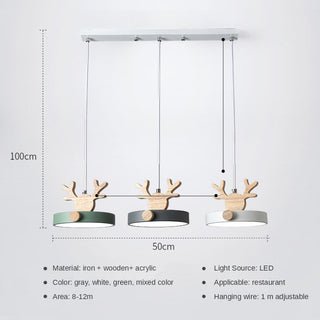 Valentina Suspension Rond Mignon Moderne Métal/Bois Vert/Noir Salle à manger