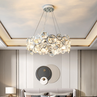 Kristy Lustre LED Moderne Rond Cristal Métal Salon