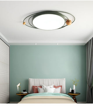 Arisha Plafonnier Rond Moderne, Metal/Bois, Blanc/Noir/Gris/Vert/Bleu, Salon