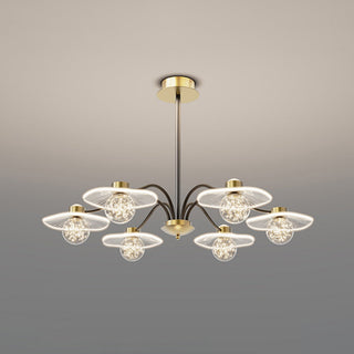 Arisha Suspension Multi Transitionnel, Métal/Acrylique/Verre, Doré, Salon/Chambre à Coucher