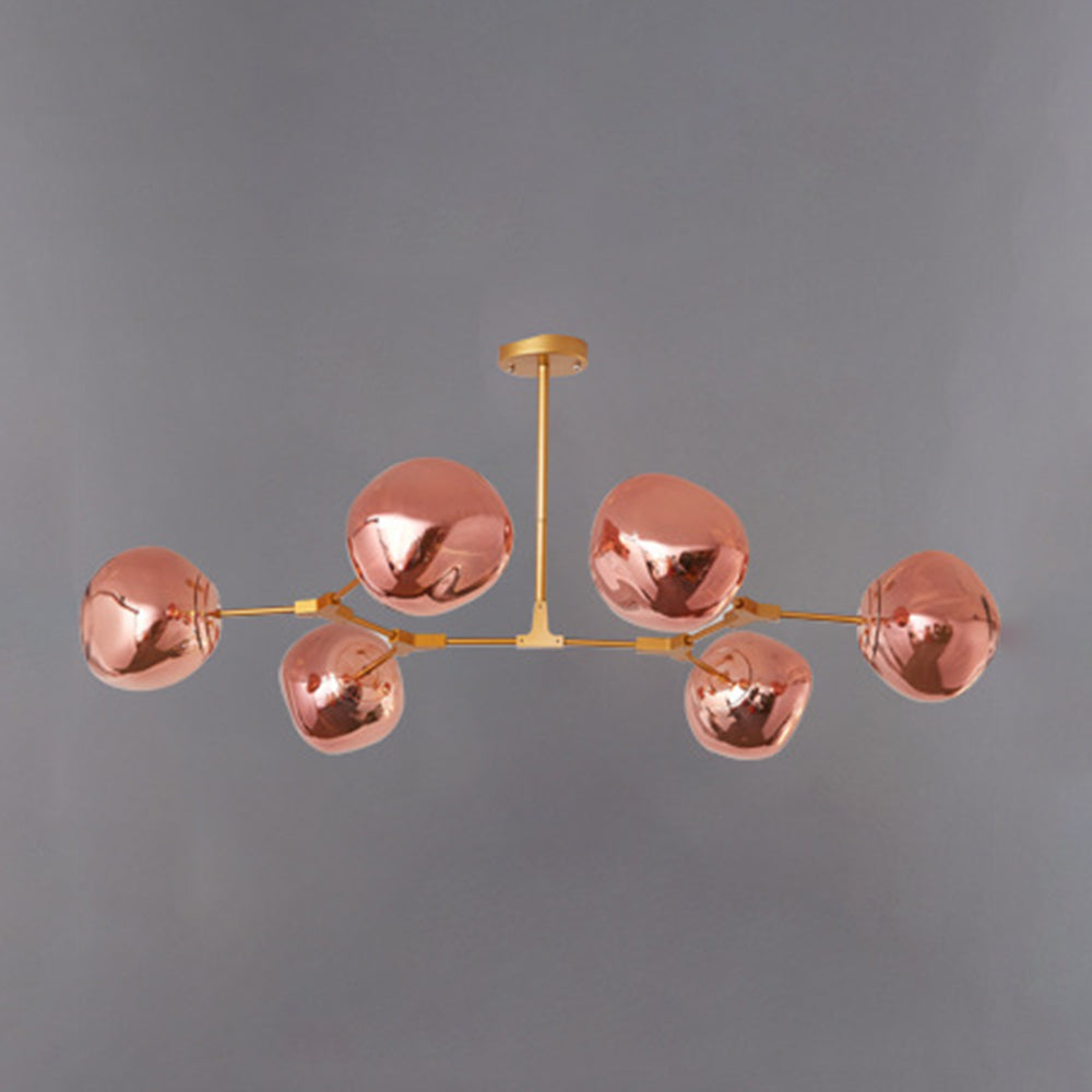 Valentina Suspension Globe Inhabituelle, Métal/Acrylique, Doré Rosé/Or/Chromé, Salon/Salle à Manger