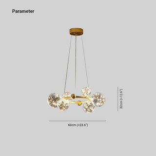 Valentina Suspension Boule Moderne, Métal/Verre, Doré/Noir, Salon