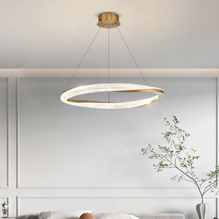 Kristy Luminaires Suspensions Anneau Moderne Métal Acrylique Noir/Cuivre Salon/Chambre à Coucher