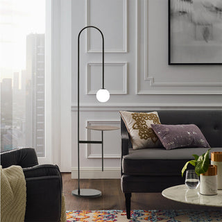 Valentina Design Avec Tableau Lampadaire Simple Métal/Marbre/Verre Noir Salon