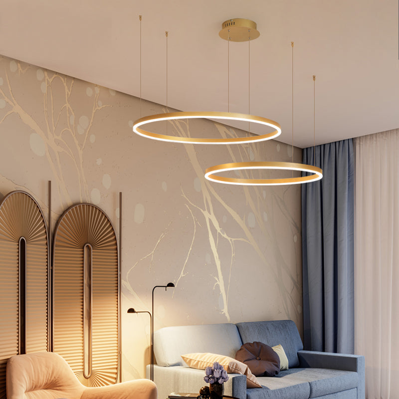 Zorin Suspension Anneau Moderne Métal Noir/Doré/Café Salon-Cielum