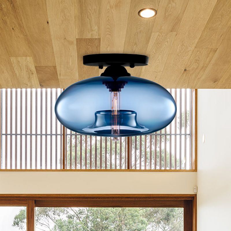 Arisha Oval Industriel LED Plafonnier Rouge/Marron/Ambre/Bleu Métal/Verre Salon