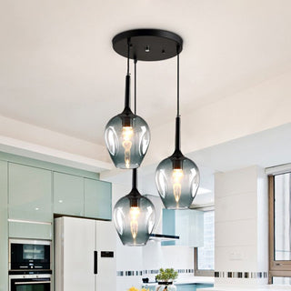 Valentina LED Suspension Bleu Gris Verre Salle à Manger Chambre à coucher