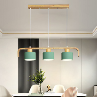 Valentina Moderne Luminaires Suspensions Cylindre Nordique Bambou Blanc/Vert/Gris Chambre à Coucher