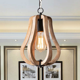 Silva Sphère Vintage LED Suspension Métal Bois Salon Salle à manger