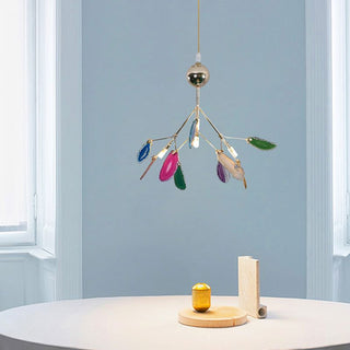 Arisha Art LED Suspension Bleu Métal Agate Salon Chambre à coucher