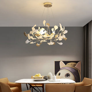 Tirex Suspension Feuille/Multi Moderne Métal/Céramique Doré/Blanc Salon-Luire