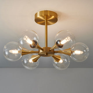 Valentina Suspension Boule Moderne, Laiton/Verre, Blanc/Claire, Salon