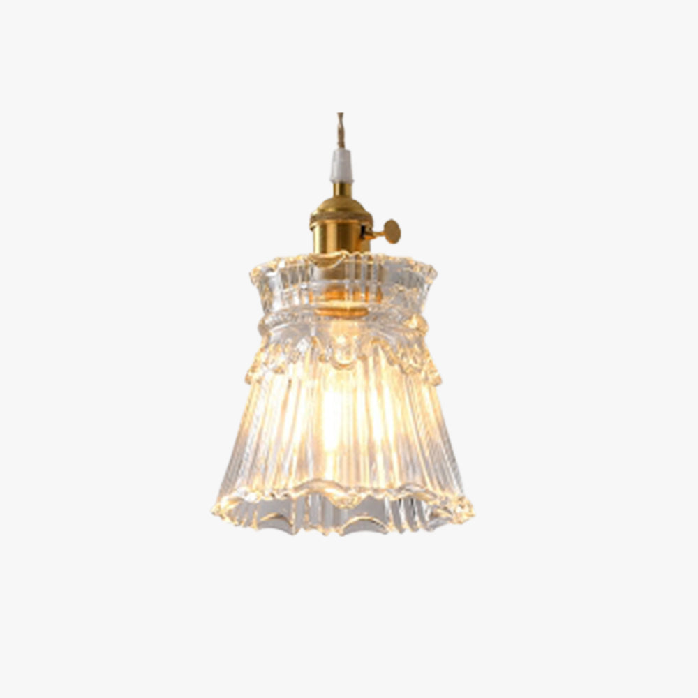 Valentina Luminaires Suspensions Art Deco Floral Vintage Métal/Verre Doré/Clair Salon/Chambre à Coucher