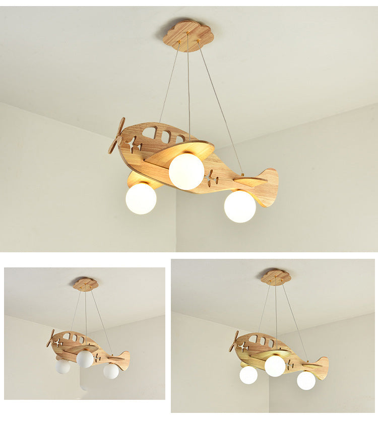 Aria Luminaires Suspension Avion Moderne, Bois, Chambre d'Enfant/Salon