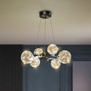 Valentina Suspension Boule Moderne, Métal/Verre, Doré/Noir, Salon