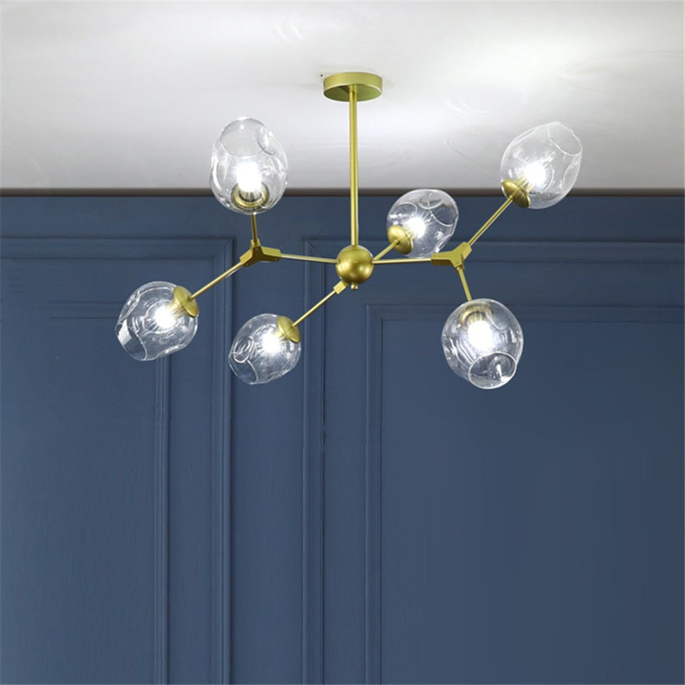 Valentina Suspension Multi Retro, Metal/Verre, Noir/Or, Chambre