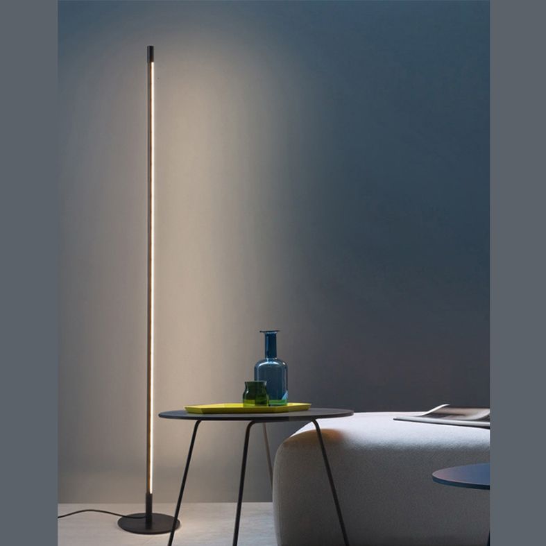 Ray Simple Linéaire LED Lampadaire Or Noir Métal Gel de Silice Salon Chambre