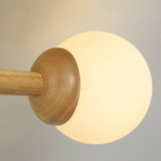 Muto Plafonnier Boule Moderne, Bois/Verre, Bois, Salon