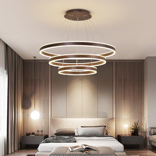 Arisha Led Suspension Cercle Minimaliste, Acrylic/Metal, Brun, Chambre