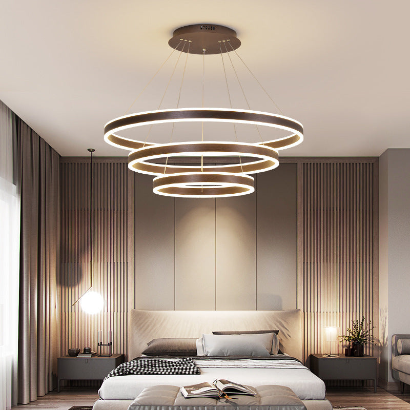 Arisha Led Suspension Cercle Minimaliste, Acrylic/Metal, Brun, Chambre