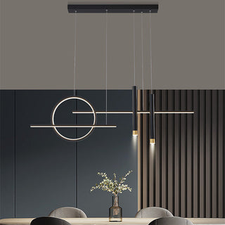 Arisha Suspension Linéaire Moderne, Métal/Acrylique, Noir/Or, Bar/Restaurant