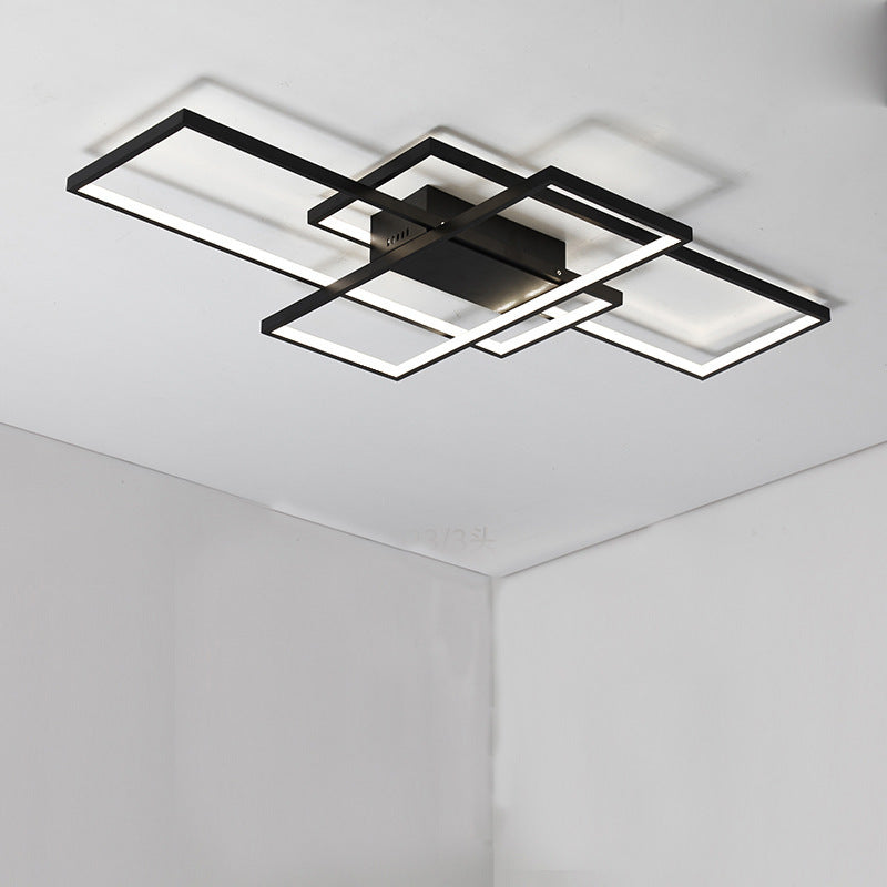 Arisha Plafonnier Rectangle Moderne, Métal/Gel de Silice, Noir/Blanc, Salon