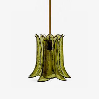 Olive Petal Glass Pendant Lamp-Neutral Decor