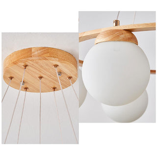 Valentina LED Suspension Bois Verre Blanc Salon/Chambre À Coucher