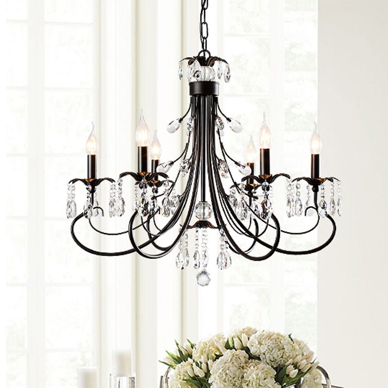 Silva LED Suspension Noir Métal Cristal Salle à manger Salon