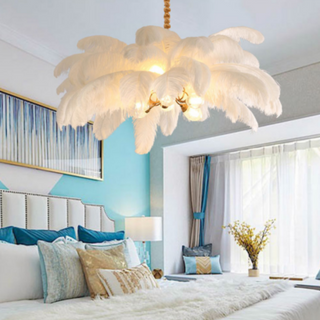 O'Moore Suspension Fleur Moderne, Cuivre/Plume, 8 Couleur, Salon