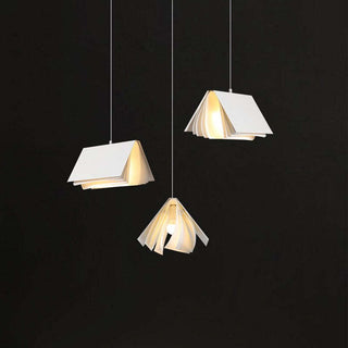 Arisha Suspension Carré Contemporaine, Métal/Tissu, Blanc/Gris, Chambre à Coucher/Librairie