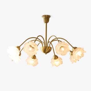 Lustra Lustre Laiton Verre Rose Floral