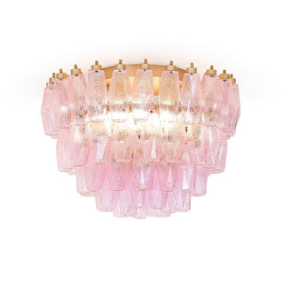 Aurora Lampe de Plafond en Verre de Murano Poliedri Rose