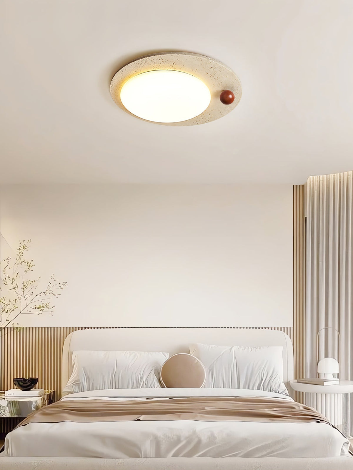 Orbia Lumière de Plafond Circulaire en Travertin