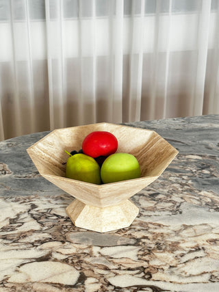 Facet Pedestal Bowl Storage Tray-Neutral Decor