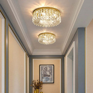 Kristy Plafonnier Anneau Moderne, Métal/Cristal, Chrome/Doré, Salon