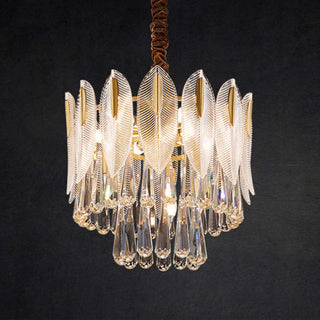 Kristy Lustre Plume Cristal, Métal/Cristal, Doré, Salon