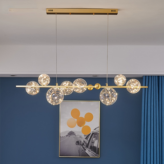 Valentina Suspension Boule Moderne, Métal/Verre, Doré/Noir, Salon