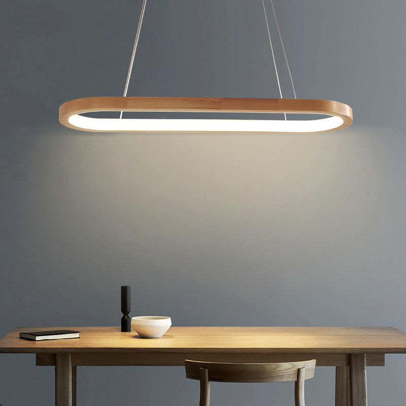 Muto Suspension Ellipse Moderne, Bois/Acrylique, Bois, Salon
