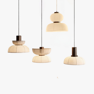 Ritta Suspension Bol Moderne, Metal/Tissu, Beige, Salon