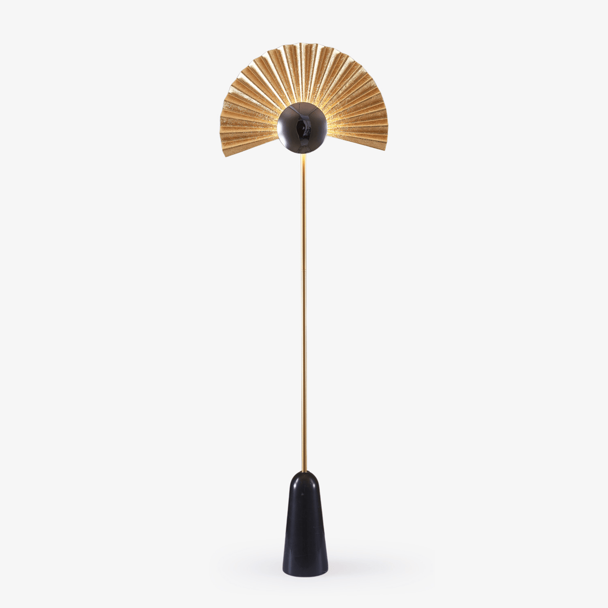 Gilded Fan Floor Lamp-Neutral Decor